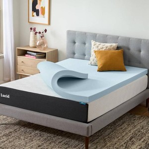 Lucid 3 Inch Gel Memory Foam Mattress Topper, Plush, Ventilated, Twin Size