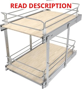 2 Tier Pull Out Cabinet Organizer 14.45 W X 22 D, Wood & Chromed