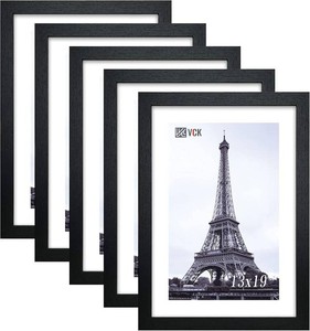 VCK 13x19 Picture Frame 5 Pack, High-End Black Wood, for Poster Prints