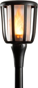 FoxFlame Rustic Solar Torch Lights, Solar Tiki Torches,Patented Fire Effect