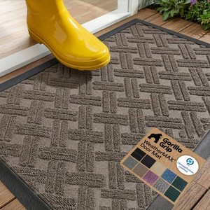 GORILLA GRIP WeatherMAX Door Mat, Indoor Outdoor, 35x23, Beige Basket Weave