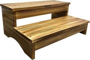 Long Wooden 2 Steps Stool for Bed Seniors Audlts, 26.8 L20.1 W11.8 H
