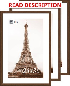 VCK 24x36 Poster Frames 3 Pack, Brown Wood Picture Frame, Wall Display