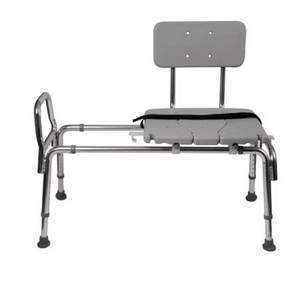 $224 Tub Transfer Bench and Sliding Shower Chair Made of Heavy Duty Non Slip Aluminum Body and Plastic Seat with Adjustable Seat Height and Cut Out Access Holding Weight Capacity up to 400 lbs, Gray