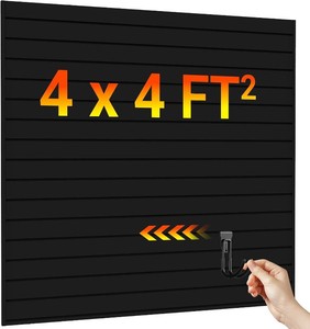 Ezlaino Slatwall 4 FT x 4 FT, PVC Slat Wall Paneling Garage Wall Organizer