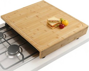 BAMOTTO CRAFTBAMBOO 20 x 22 Inch Large Bamboo Cutting Board   Stovetop Cover, Over the Sink Board, Noodle Board with Detachable Legs & Non-Slip Lip, Juice Groove for Kitchen Countertop