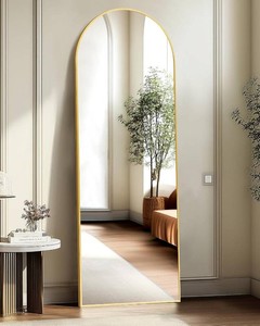 Arched Full Length Mirror, 56x15 Standing Body Mirror for Wall, Gold