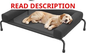 Simple Trending Elevated Dog Bed for Large Dogs with Bolsters, Black