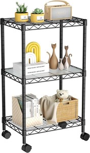 Golpart Small Shelves Storage Wire Metal Adjustable Shelf Unit with Wheels