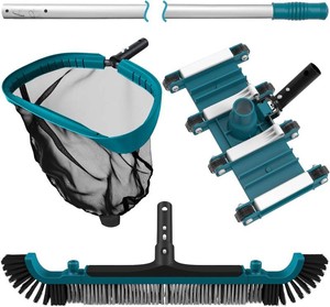 POOLWHALE Pool Cleaning Kit with Vacuum, Pool Net and Brush with Pole