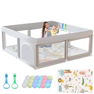 Hiaksedt Baby Playpen with Mat and Ocean Balls 50 x 50 inch