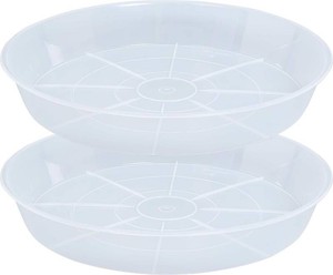 2 Pack Plant Saucer Drip Tray 17 inch, Large Heavy Sturdy Plastic Planter Flower Pot Saucers for Indoor Outdoor Garden, Plant Water Drip Trays for pots (17 2Pack, Clear)