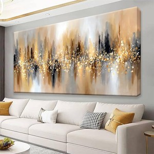 Tsomzxng Modern Gold Abstract Wall Art For Living Room Prints 24x48 ln