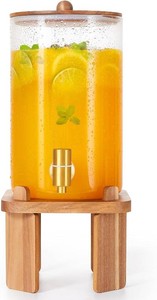 FavorFlavor 1 Gallon Glass Drink Dispenser for Parties with Stand