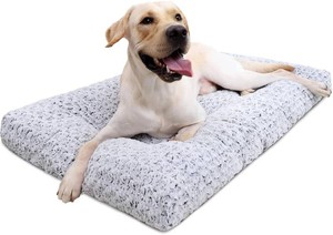 KSIIA Washable Dog Bed Medium Size Dog Crate Bed Plush Pet Mat 35x23 Gray