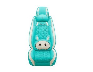 $130 INZU Cute Cartoon Rabbit Comfortable Car Seat Covers with Waterproof PU Leather Suitable for Most 5 Seats Cars SUV and Pick-up Truck Universal Fit Set (Black)