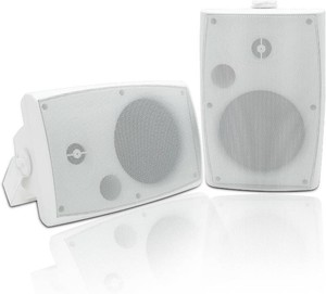 Herdio 400W 6.5 Inch Passive Outdoor Speakers Wired Waterproof,2 Way Wall Mounted Speakers with Powerful Bass for Patio Home Indoor Poolside Deck Backyard (Pair,White)
