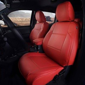 $170 Seat Covers for Toyota Tacoma 2016-2023, Custom Fit Front Rear Truck Seat Cover Set for CrewDouble Cab, Waterproof Red Faux Leather Interior Accessories