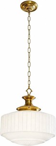 $133 LIGHTLAND Milk Glass Pendant Light, 13.8 Inch Metal Glass Chandelier, Vintage Semi Flush Mount Ceiling Light for Kitchen Corridor Bedroom Dining Room, E26 Base, Gold