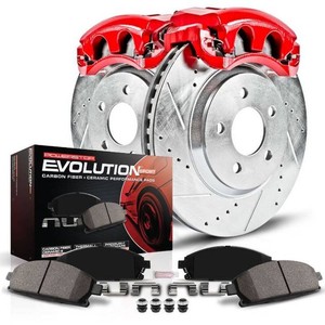 $552 PowerStop Rear Z23 Evolution Sport Brake Pad and Rotor Kit with Red Powder Coated Calipers Fits FORD LINCOLN Select Models KC7417