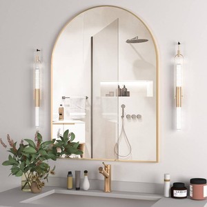 Arched Wall Mirror for Bathroom, 30x40 Arched Mirror Wall Mounted Mirror with Metal Frame, Gold Vanity Mirror Decor for Mantle, Bedroom, Entryway, Living Room