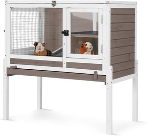 $115 Aivituvin 2-Story Guinea Pig Cage Wooden Indoor Bunny Cage Rabbit Hutch