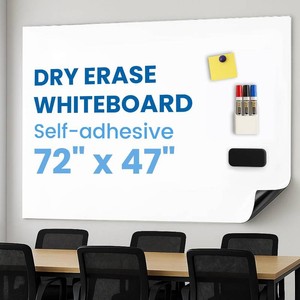 YOUNGJQ Magnetic Whiteboard Contact Paper 72 x 47, Self-Adhesive Magnetic Dry Erase White Board Sticker for Wall, Peel and Stick Wallpaper, Easy to Write and Clean for Home Playroom Office