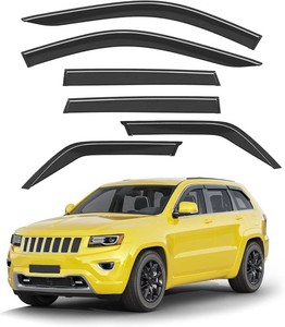 Window Visors Rain Guards for 2011-2021 Jeep Grand Cherokee WK2, 6PCS Outside Mount Tape-On Vent Deflectors, Side Window Deflectors, Smoke,Car Accessories