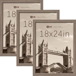 VCK 18x24 Frame Set of 3, Walnut Wood Poster Frames for Wall Decor