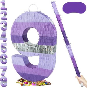 PCFING 20 In Number 9 Pi ata Set Purple for Birthday Party Decorations