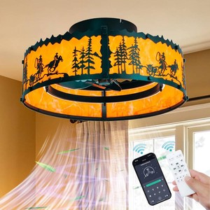 20-inch black and orange western ceiling fans with lights and remote