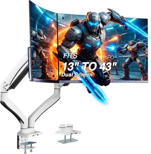 $186 AVLT Dual Monitor Arm Desk Mount for 13-43 Screens, Heavy Duty - White