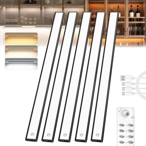 $127 Under Cabinet Lighting,204 LED Wireless Motion Sensor Light Indoor, Rechargeable Closet Lights Battery Operated,Dimmable & 3 Color Temps,Magnetic Under Counter Lights for Kitchen, Closet (60CM,5Pack)