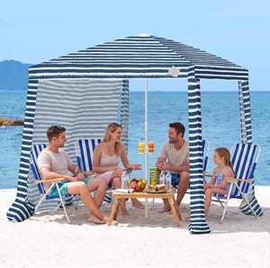 Qipi Beach Cabanas for Sand, Foldable Beach Canopy with Sandbags 6.5