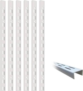 47.5-Inch Dual-Track Wall Shelf Rails, 5 Pack, White