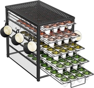 Simple Trending 5 Tier Coffee Pod Holder for K Cup, 160 Pod Pack Capacity Rack, Metal, Black