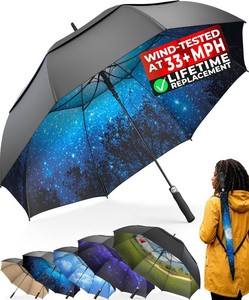 TUMELLA Golf Umbrella 62 Inch Windproof, Extra Large Auto Open, Double Canopy, Heavy Duty Rain Protection for Golf, Sports & Family Use, Wind Resistant & Tested 33 MPH