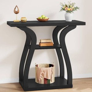 Tajsoon 3-Tier Farmhouse Console Table for Entryway 31.5, brown 