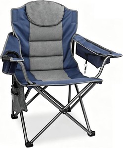 Colorsoul Oversized Camping Chair, Full Padded Lawn Chair with Cup Holder, Cooler Bag and Shoulder Straps, Heavy Duty Outdoor Folding Chair for Camping, Beach, Fishing, Support 350 LBS, Blue