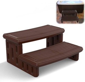 Hot Tub Steps, Non-Slip 2 Step Spa Stairs for Outdoor & Indoor, Brown