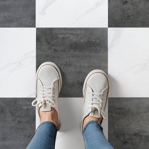 40-Pack Dark Slate Marble Peel and Stick Vinyl Floor Tiles, 12 x 12 Inc