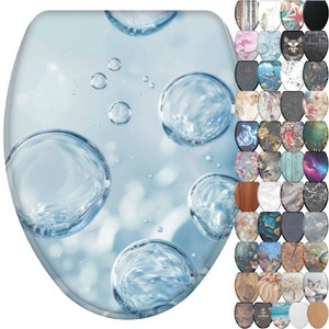 Sanilo Toilet Seat ELONGATED   Soft Close, One-Click Quick Release, Easy Installation, Non-Slip, Easy to Clean (Bubbles)
