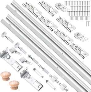 36IN Bi-fold Door Track Kit, 2Kit White Bi-fold Door Hardware Closet Door Track Repair Tool Kit Included Full Accessories