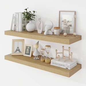 Acovy 30 Inch Floating Shelves, 9.3 Deep Floating Shelf Wall Mounted, 30 Wall Shelves, Rustic Deep Bookshelf, Large Display Shelves & Storage Shelves for Bedroom, Living Room, Oak, Set of 2