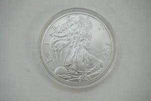 2023 American eagle One Ounce Silver Coin 1 Troy Ounce Fine Silver in protective plastic capsule