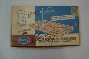 vintage Nevco Carving Board with adjustable roast holder and two handles