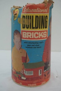 vintage Educational Building Bricks nearly full manufactured by Molenaar Inc. in Willmar, MN 1950s to 1970s