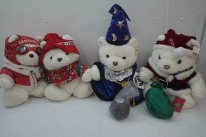 4 Santa Bear plush Merlin the Wizard, Aviator, Traveler, Santa