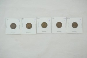 group of 5 1901-1903 Indian Head Pennys