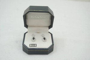 sterling silver Saphire stone pierced earrings